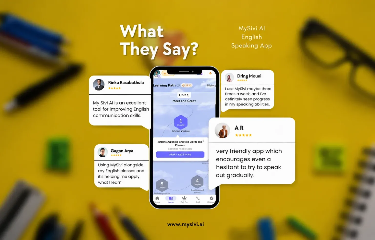 Real user reviews of the MySivi AI English speaking app showcase positive feedback, ratings, and learning experience in 2026.