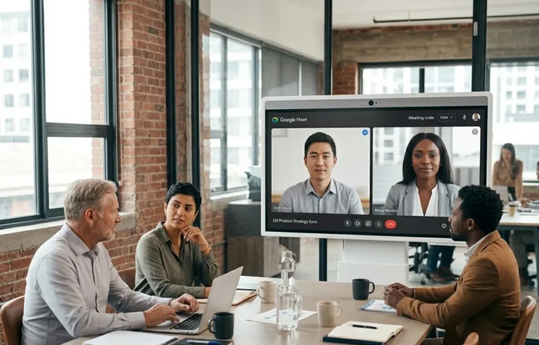 A global team collaborates via video conferencing to sync on critical product strategy and elevate their communication.