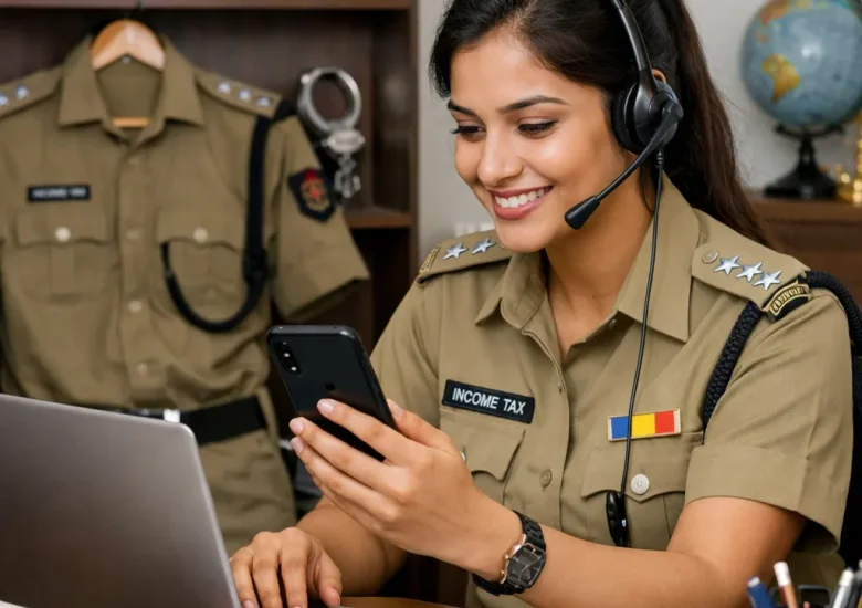 Female student preparing for government exams using MySivi AI tutor to master English communication skills.