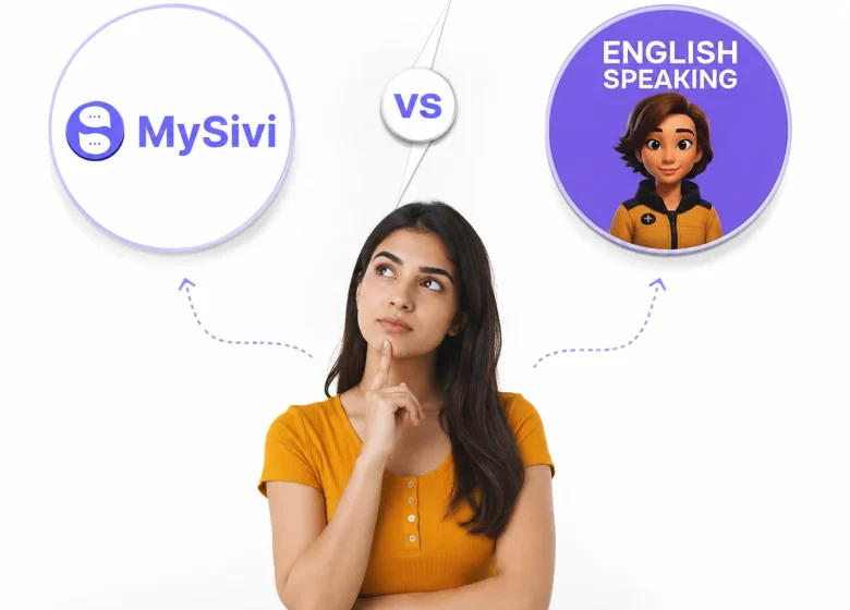 MySivi vs Supernova app comparison with a student choosing the best AI English speaking app in 2026, featuring MySivi for smarter learning.